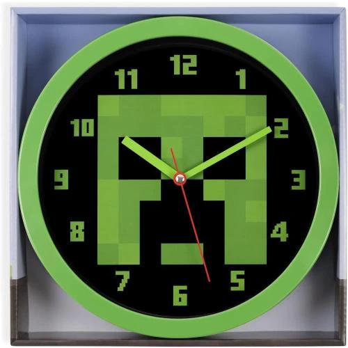 Détail de Horloge Murale Minecraft, Vert, Noir, Décoration Murale