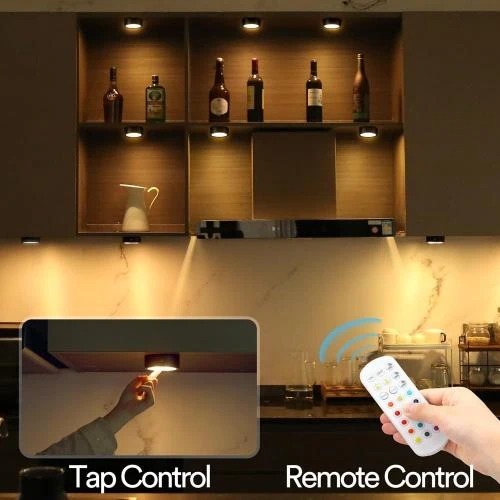 Zoom sur Lampe LED Sans Fil, Spot Adhesif RGB, Lot 4 Noir