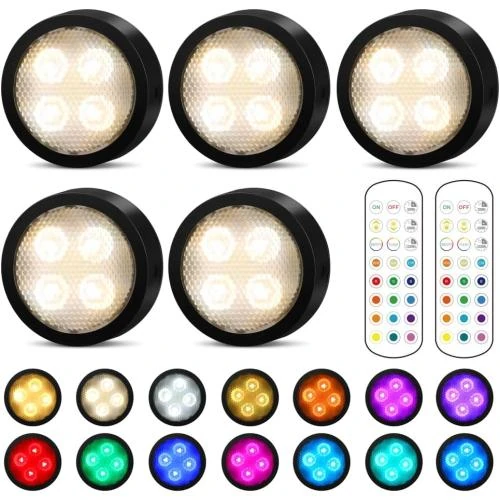 Lampe LED Sans Fil, Spot Adhesif RGB, Lot 4 Noir - Vue principale