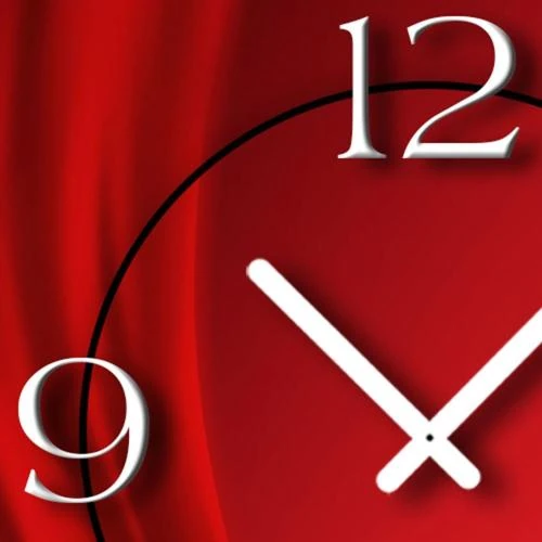 Zoom sur Horloge murale Dixtime design abstrait soie rouge silencieuse