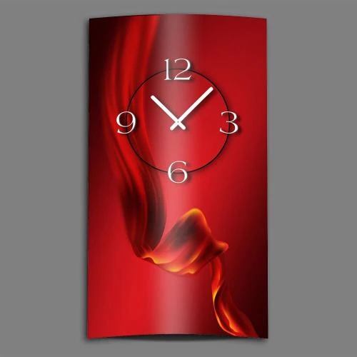 Horloge murale Dixtime design abstrait soie rouge silencieuse - Vue principale