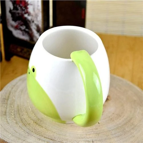 Zoom sur Tasse Grenouille Céramique, Cuillère, Sous-Verre, 420 ML