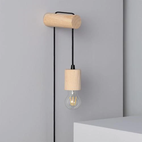 Détail de Lampe Murale Bois Torse Naturel E27, Décoration Intérieure