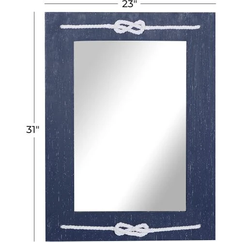 Zoom sur Miroir Mural Bois Nœud Bleu Deco 79