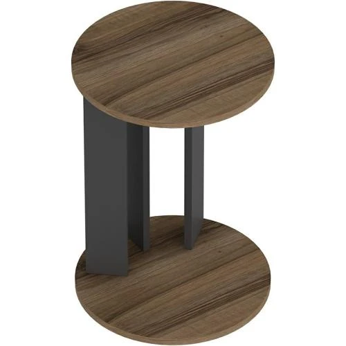 Détail de Table d'Appoint Ronde Design Anthracite, Panneau de Particules