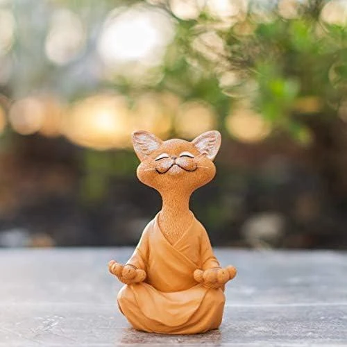 Zoom sur Bouddha Chat Figurine Méditation - Collection Yoga Inspirante