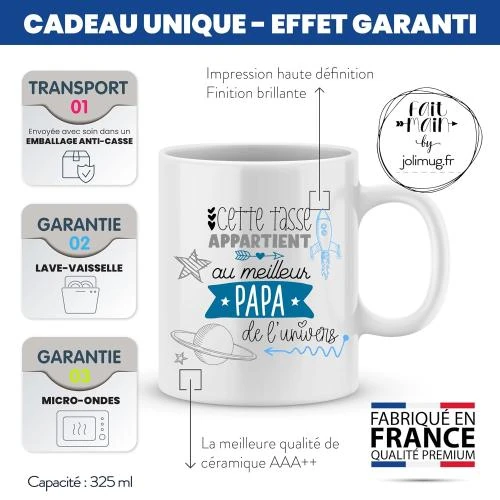 Zoom sur Mug Papa en Céramique Haute Qualité - Idéal pour Futur Papa