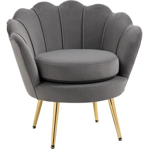 Présentation de Présentation Fauteuil Vintage Velours Gris Haut Dossier Homcom