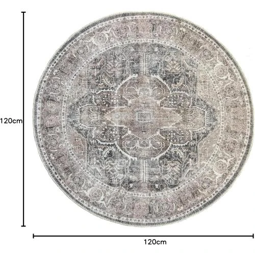 Détail de Tapis Salon Vintage Classique, Motif Oriental, Gris Brun
