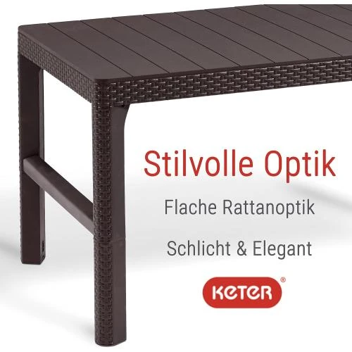 Zoom sur Table de jardin Allibert Lyon, élégante, marron, 2 en 1