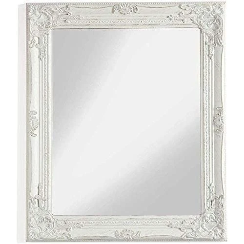 Miroir mural rectangulaire bois blanc antique, style shabby chic - Vue principale