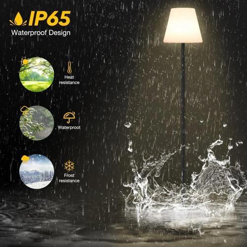 Zoom sur Lampadaire solaire extérieur RVB, blanc chaud, LED rechargeable