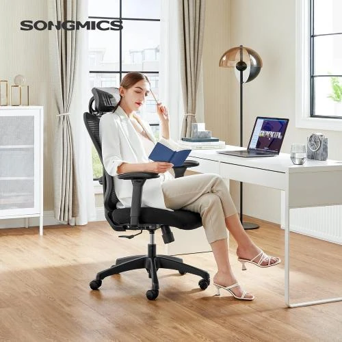 Détail de Chaise Bureau Ergonomique SONGMICS, Noir, Support Lombaire