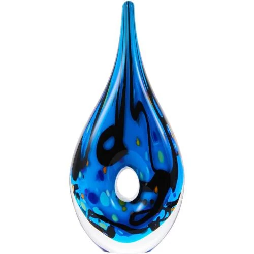Sculpture verre soufflé goutte eau bleue Luxury Lane - Vue principale