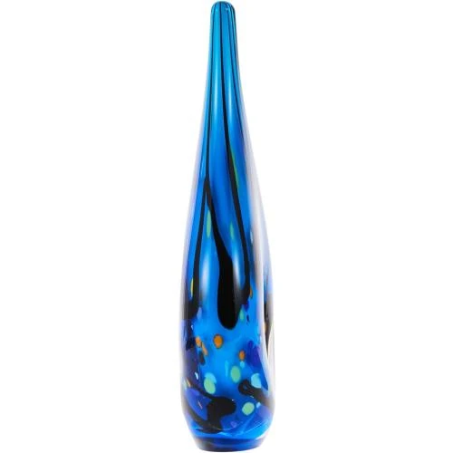 Zoom sur Sculpture verre soufflé goutte eau bleue Luxury Lane