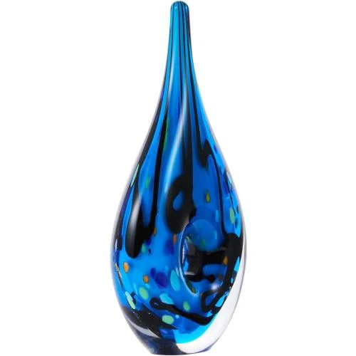 Détail de Sculpture verre soufflé goutte eau bleue Luxury Lane