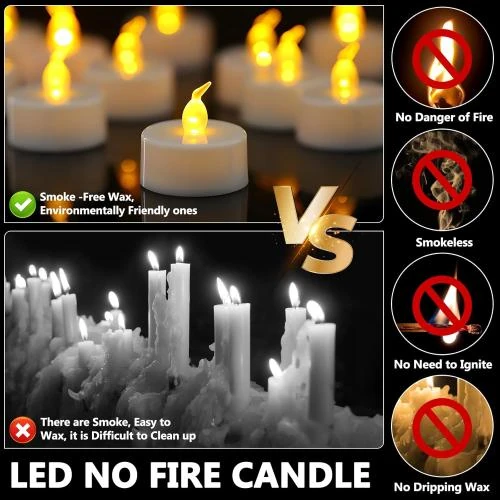 Détail de Bougies LED Chauffe Plat, Chandelles Clignotantes Réalistes