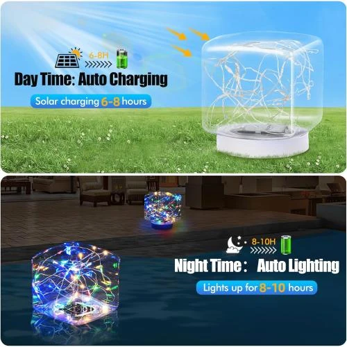 Détail de Lampe Solaire Flottante LED Colorée, Décoration Piscine