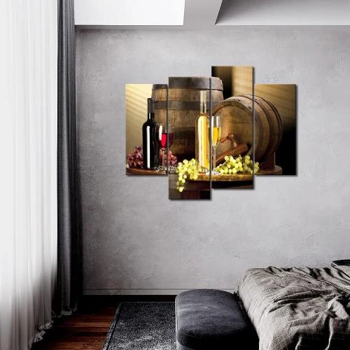 Détail de Peinture Murale Vin, Grain de Raisin, Toile Moderne