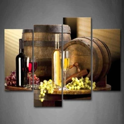 Peinture Murale Vin, Grain de Raisin, Toile Moderne