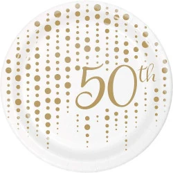 Assiettes dessert 50e anniversaire doré, Creative Converting