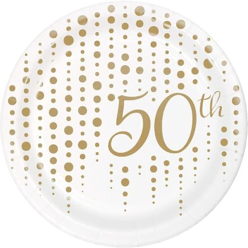 Assiettes dessert 50e anniversaire doré, Creative Converting - Vue principale