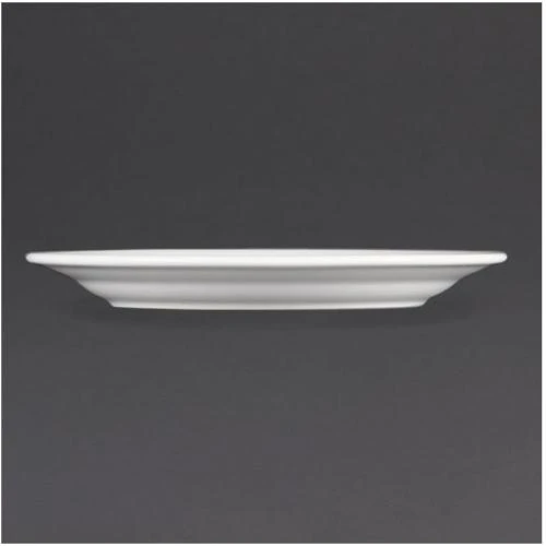 Zoom sur Assiettes larges bords 12 pièces, porcelaine blanche, durable