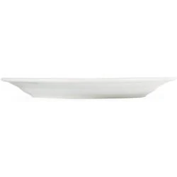 Assiettes larges bords 12 pièces, porcelaine blanche, durable