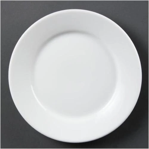 Détail de Assiettes larges bords 12 pièces, porcelaine blanche, durable