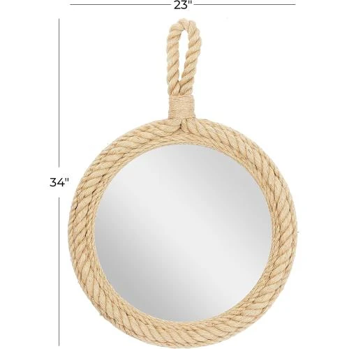 Zoom sur Miroir Mural Corde Bois Multicolore Deco 79