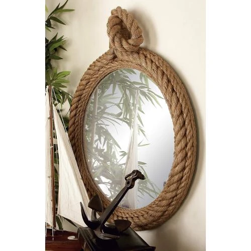Détail de Miroir Mural Corde Bois Multicolore Deco 79