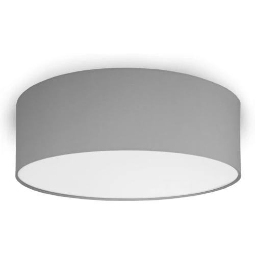 youngDECO Plafonnier Rond Gris, Abat Jour Tissu Coton - Vue principale