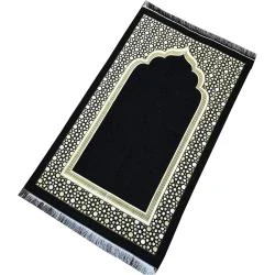 Tapis prière ottoman musulman taffetas doré noir