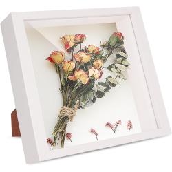 Présentation Cadre photo 3D blanc, bois, acrylique HD, à remplir