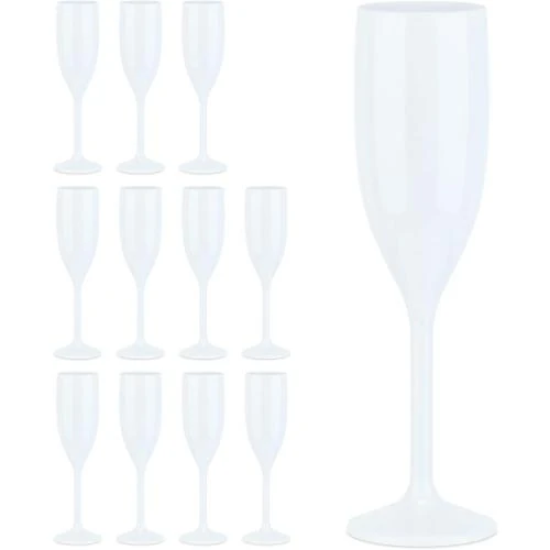 Relaxdays Verres Champagne Incassables, Reutilisables, Blanc - Vue principale