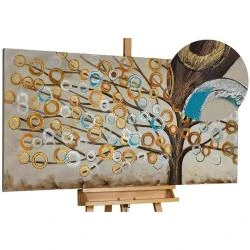 Tableau peinture moderne 100% fait main, Cuivre Beige, Arbres