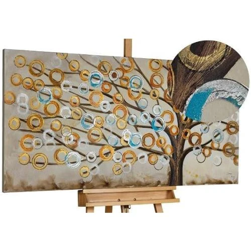 Tableau peinture moderne 100% fait main, Cuivre Beige, Arbres - Vue principale