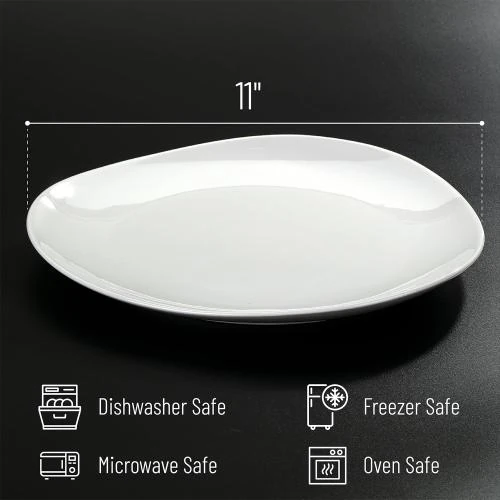 Zoom sur Assiettes plates porcelaine blanche, lot 6 pièces