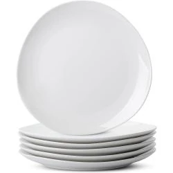 Assiettes plates porcelaine blanche, lot 6 pièces
