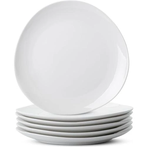 Assiettes plates porcelaine blanche, lot 6 pièces - Vue principale