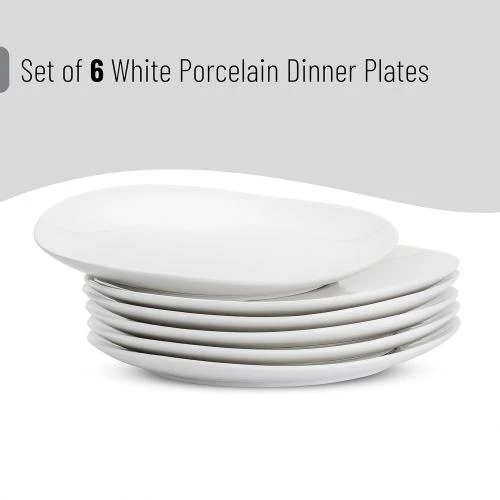 Détail de Assiettes plates porcelaine blanche, lot 6 pièces