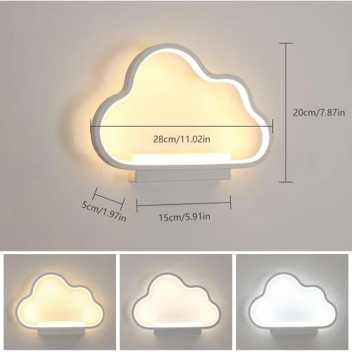 Zoom sur Applique Murale LED Moderne, Lampe Nuage Acrylique, Luminaire Créatif