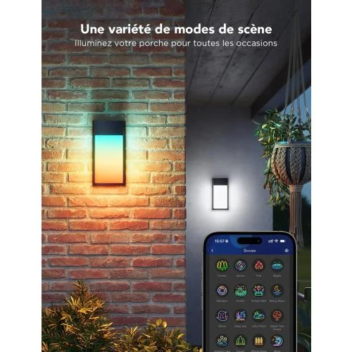 Zoom sur Applique Murale Extérieure RGBIC, Intelligente, Étanche, 1500LM