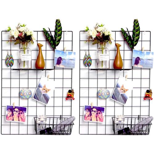 Présentation de Zoom sur Wuzilin Etagère Murale Grille Noir, Décoration Photo