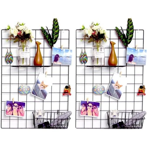 Zoom sur Wuzilin Etagère Murale Grille Noir, Décoration Photo