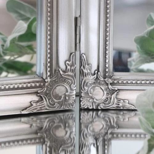 Zoom sur Miroir de Coiffeuse Triple Argenté Melody Maison