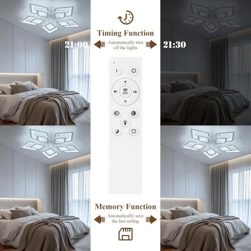 Zoom sur Plafonnier LED Dimmable Moderne, Télécommande, 3000k-6500k