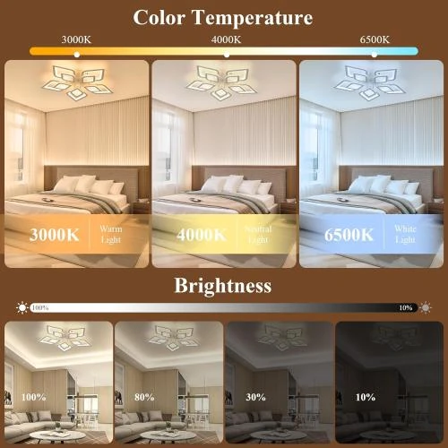 Détail de Plafonnier LED Dimmable Moderne, Télécommande, 3000k-6500k