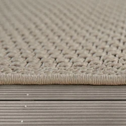 Tapis Extérieur Rond Résistant Intempéries Beige Moderne en situation
