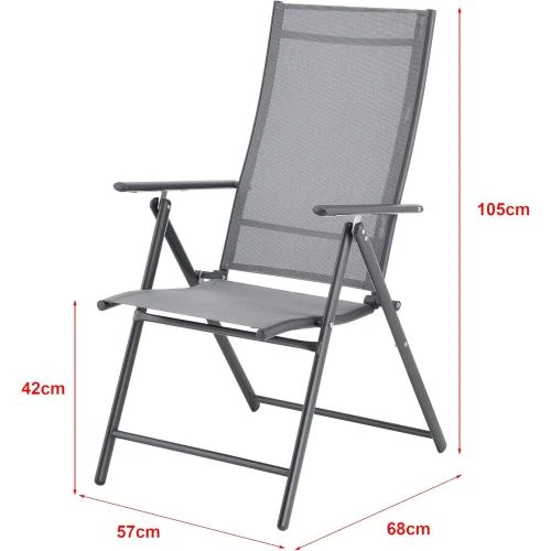 Zoom sur Fauteuils de Jardin Lot 2, Design Résistant Intempéries, Gris